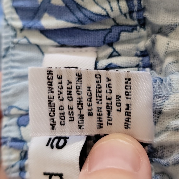 Dash Tropical Flower Multi Blue Linen Crop Pants NWT - Picture 7 of 7